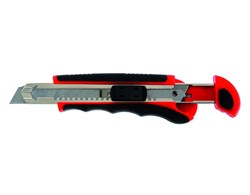 Asphalt Messer Kunststoff "rot / schwarz" mit Metallführung 18 mm, Länge 165 mm